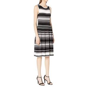 Kate Spade Women’s Black White Striped Midi Dress Size XS
